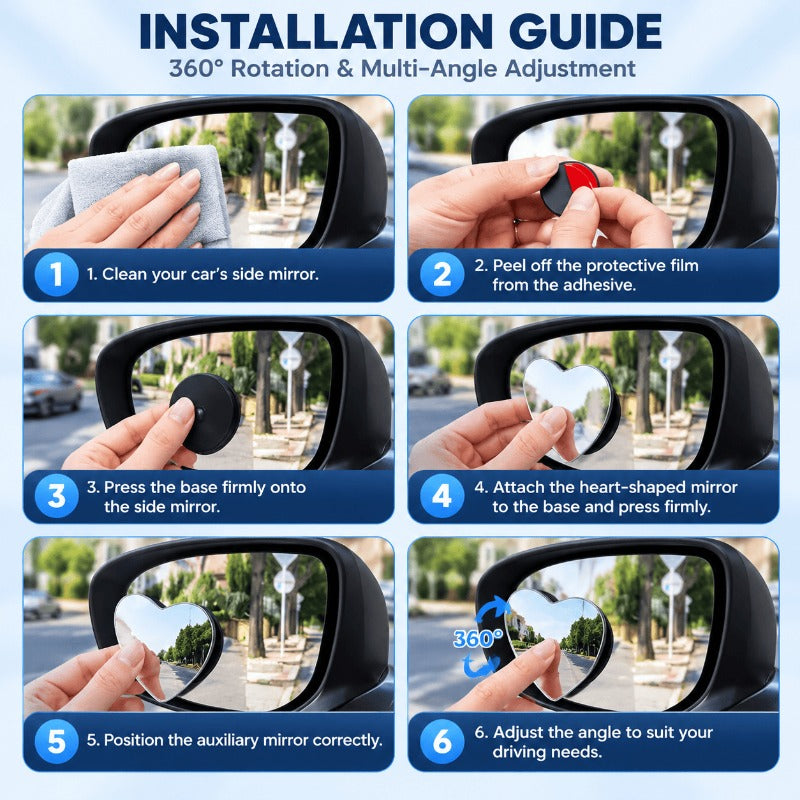 360° Heart-Shaped Adjustable Safety Mirror