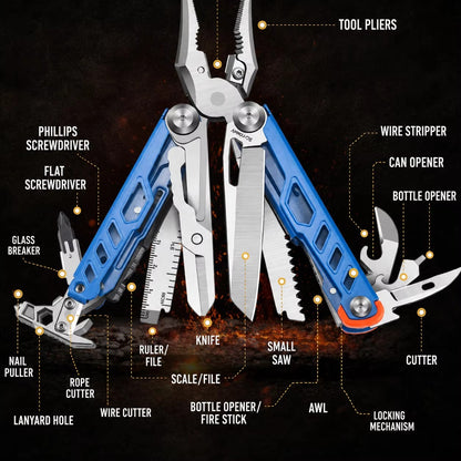 Multifunctional Stainless Steel Folding Plier – Nail Puller, Knife & Camping Tool, Portable & Ambidextrous
