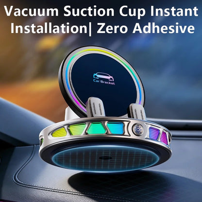 RGB lighting car phone holder (with automatic clamping function), supports wireless charging of mobile phones.