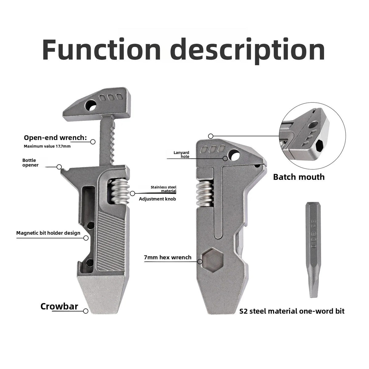 Titanium EDC Wrench Multi Tool with Screwdriver