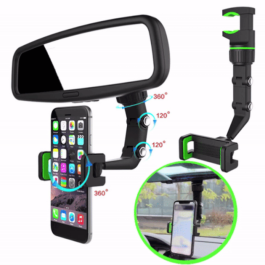 360° Rearview Mirror Phone Mount for Cars