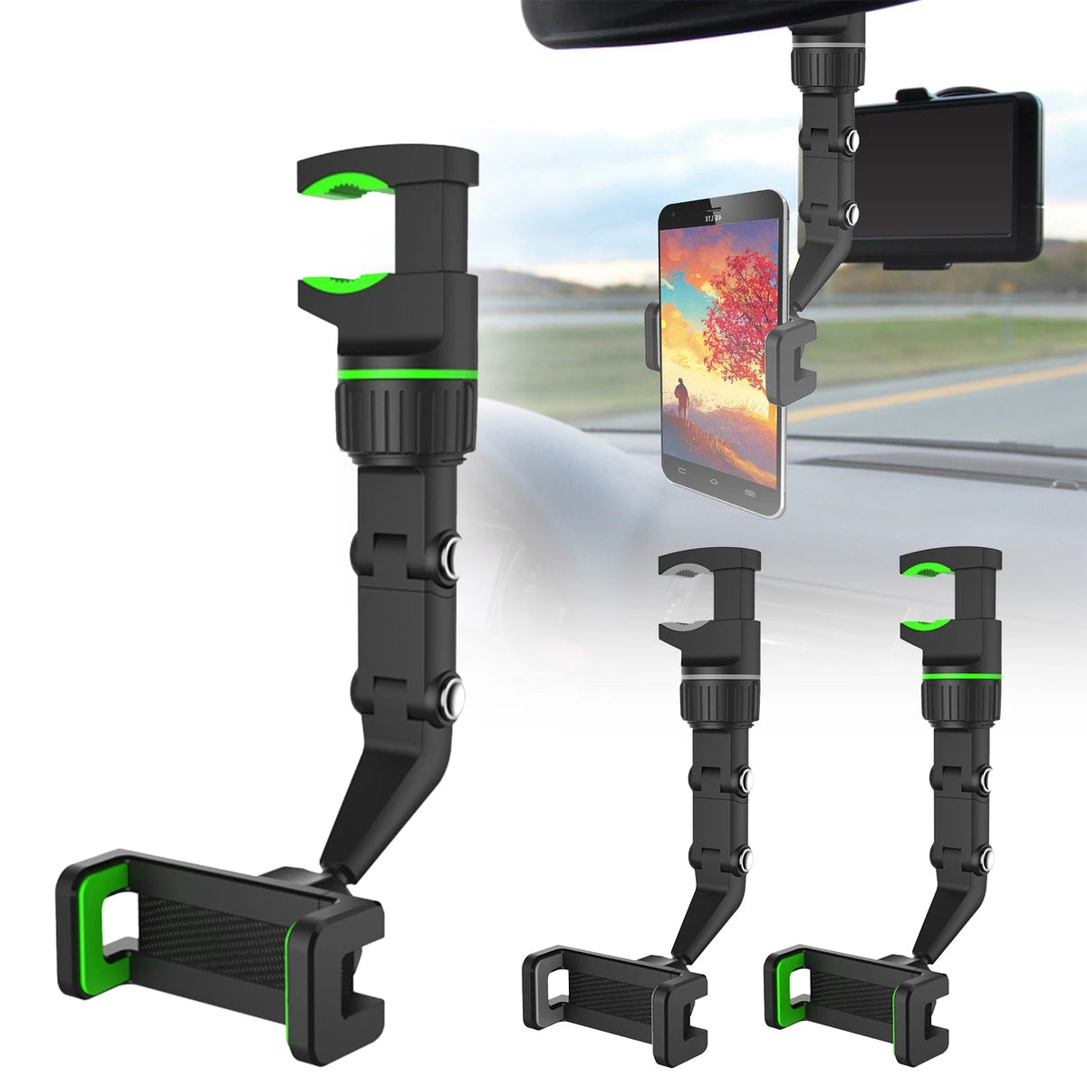 360° Rearview Mirror Phone Mount for Cars