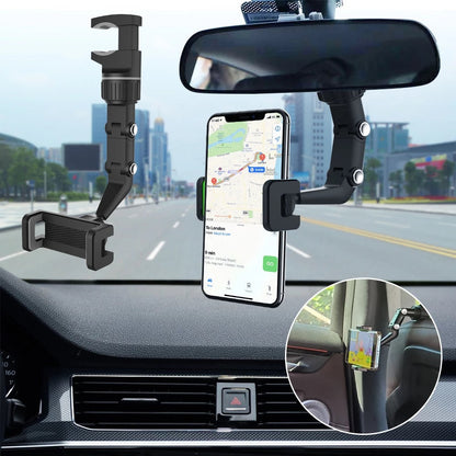 360° Rearview Mirror Phone Mount for Cars